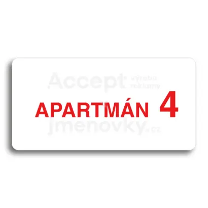 Piktogram "APARTMÁN 4 II" - bílá tabulka - barevný tisk bez rámečku