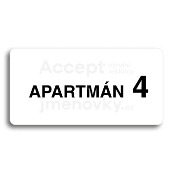 Piktogram "APARTMÁN 4 II" - bílá tabulka - černý tisk bez rámečku