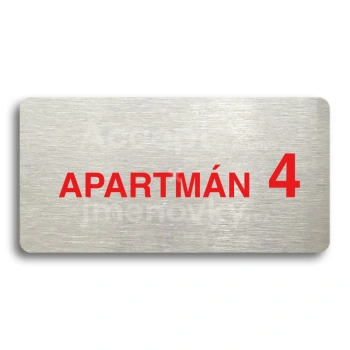 Piktogram "APARTMÁN 4 II" - stříbrná tabulka - barevný tisk bez rámečku
