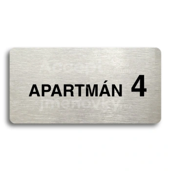 Piktogram "APARTMÁN 4 II" - stříbrná tabulka - černý tisk bez rámečku