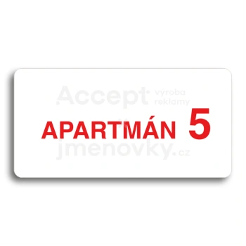 Piktogram "APARTMÁN 5 II" - bílá tabulka - barevný tisk bez rámečku