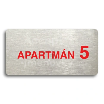 Piktogram "APARTMÁN 5 II" - stříbrná tabulka - barevný tisk bez rámečku