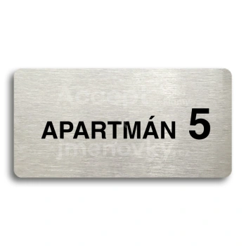 Piktogram "APARTMÁN 5 II" - stříbrná tabulka - černý tisk bez rámečku
