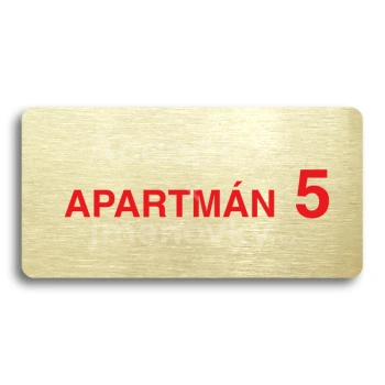 Piktogram "APARTMÁN 5 II" - zlatá tabulka - barevný tisk bez rámečku