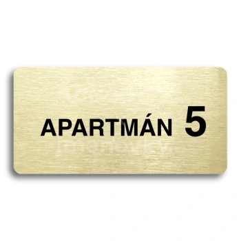 Piktogram "APARTMÁN 5 II" - zlatá tabulka - černý tisk bez rámečku