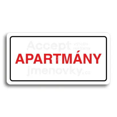 Piktogram "APARTMÁNY" - bílá tabulka - barevný tisk