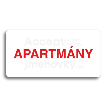 Piktogram "APARTMÁNY" - bílá tabulka - barevný tisk bez rámečku