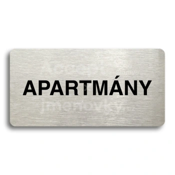 Piktogram "APARTMÁNY" - stříbrná tabulka - černý tisk bez rámečku