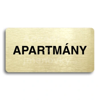 Piktogram "APARTMÁNY" - zlatá tabulka - černý tisk bez rámečku