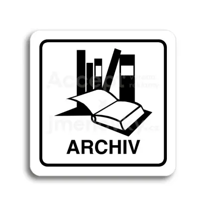 Piktogram "archiv" - bílá tabulka - černý tisk