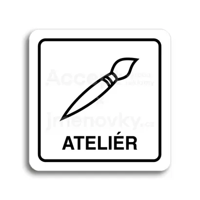 Piktogram "ateliér" - bílá tabulka - černý tisk
