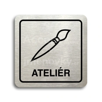 Piktogram "ateliér" - stříbrná tabulka - černý tisk