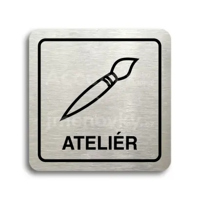 Piktogram "ateliér" - stříbrná tabulka - černý tisk