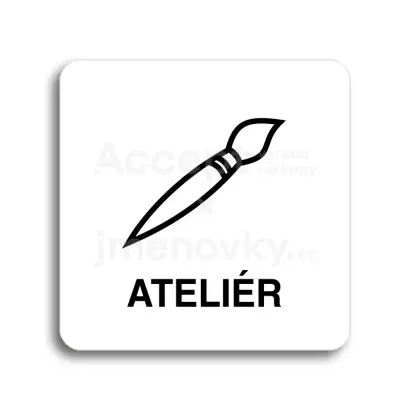 Piktogram "ateliér" - bílá tabulka - černý tisk bez rámečku