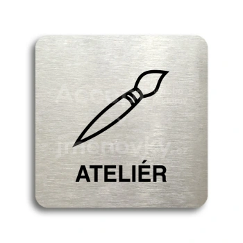 Piktogram "ateliér" - stříbrná tabulka - černý tisk bez rámečku