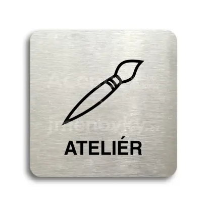 Piktogram "ateliér" - stříbrná tabulka - černý tisk bez rámečku