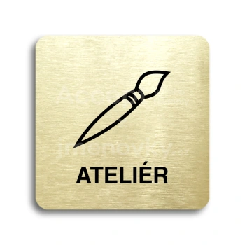 Piktogram "ateliér" - zlatá tabulka - černý tisk bez rámečku
