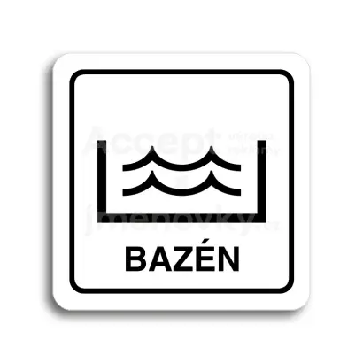 Piktogram "bazén" - bílá tabulka - černý tisk