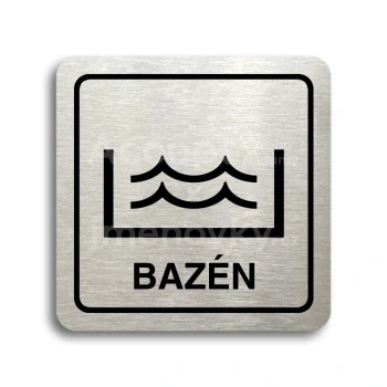 Piktogram "bazén" - stříbrná tabulka - černý tisk