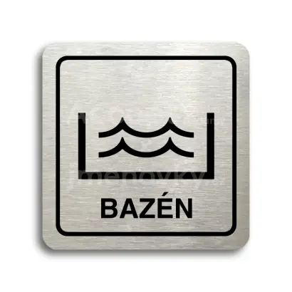 Piktogram "bazén" - stříbrná tabulka - černý tisk