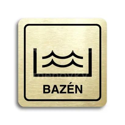 Piktogram "bazén" - zlatá tabulka - černý tisk