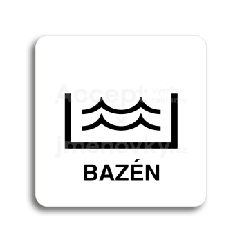 Piktogram "bazén" - bílá tabulka - černý tisk bez rámečku