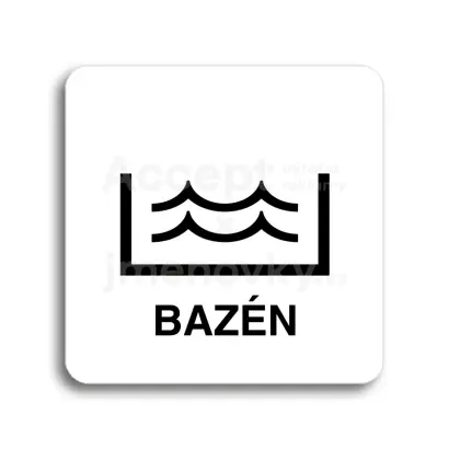 Piktogram "bazén" - bílá tabulka - černý tisk bez rámečku
