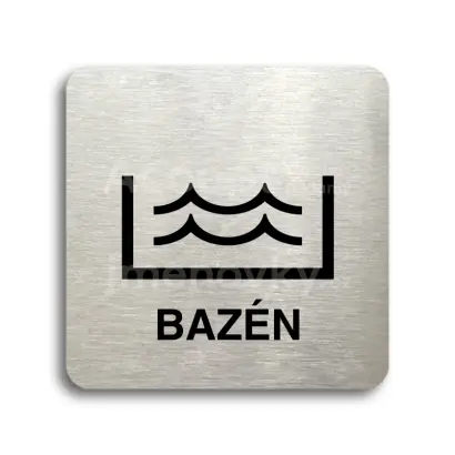 Piktogram "bazén" - stříbrná tabulka - černý tisk bez rámečku