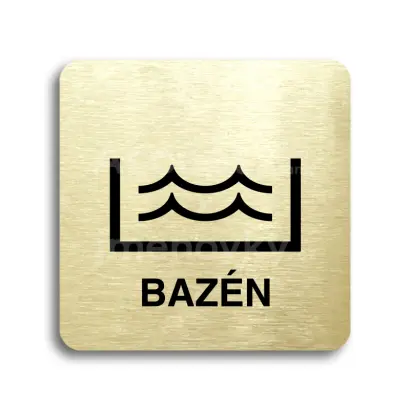 Piktogram "bazén" - zlatá tabulka - černý tisk bez rámečku