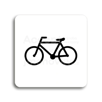 Piktogram "bicykl" - bílá tabulka - černý tisk bez rámečku