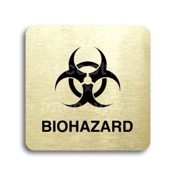 Piktogram "biohazard II" - zlatá tabulka - černý tisk bez rámečku