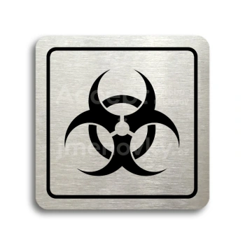 Piktogram "biohazard" - stříbrná tabulka - černý tisk