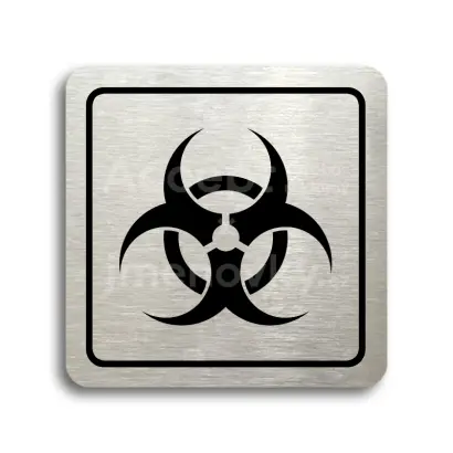 Piktogram "biohazard" - stříbrná tabulka - černý tisk