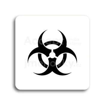 Piktogram "biohazard" - bílá tabulka - černý tisk bez rámečku