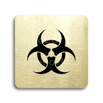 Piktogram "biohazard" - zlatá tabulka - černý tisk bez rámečku