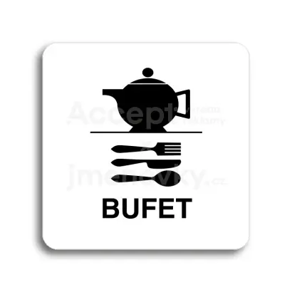 Piktogram "bufet" - bílá tabulka - černý tisk bez rámečku