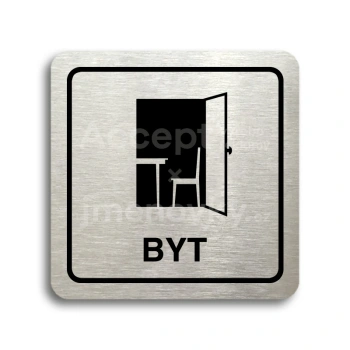 Piktogram "byt" - stříbrná tabulka - černý tisk