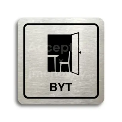 Piktogram "byt" - stříbrná tabulka - černý tisk