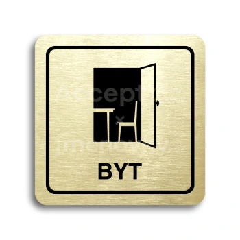 Piktogram "byt" - zlatá tabulka - černý tisk