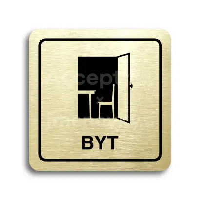 Piktogram "byt" - zlatá tabulka - černý tisk