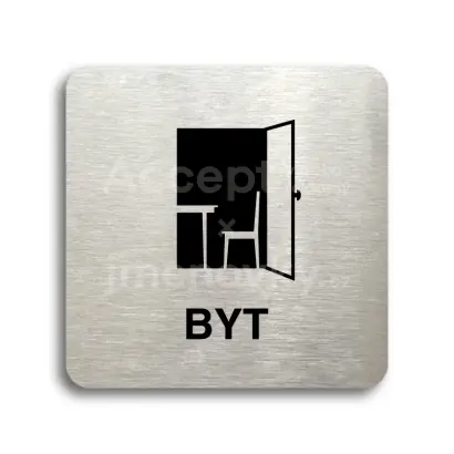 Piktogram "byt" - stříbrná tabulka - černý tisk bez rámečku