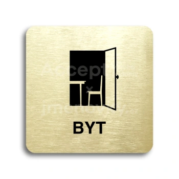 Piktogram "byt" - zlatá tabulka - černý tisk bez rámečku