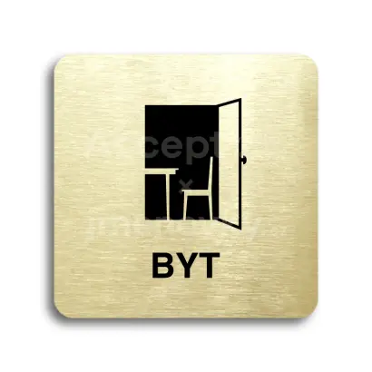 Piktogram "byt" - zlatá tabulka - černý tisk bez rámečku