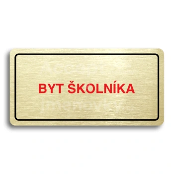 Piktogram "BYT ŠKOLNÍKA" - zlatá tabulka - barevný tisk