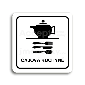Piktogram "čajová kuchyně" - bílá tabulka - černý tisk