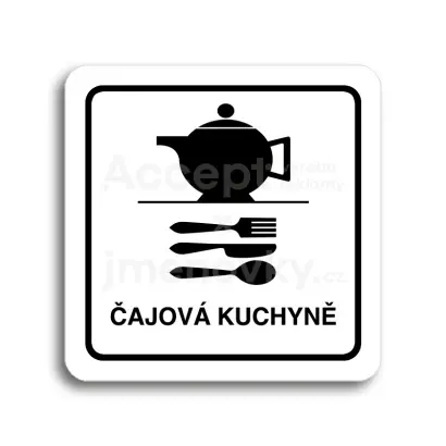 Piktogram "čajová kuchyně" - bílá tabulka - černý tisk