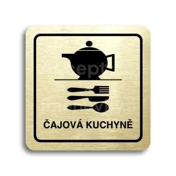 Piktogram "čajová kuchyně" - zlatá tabulka - černý tisk