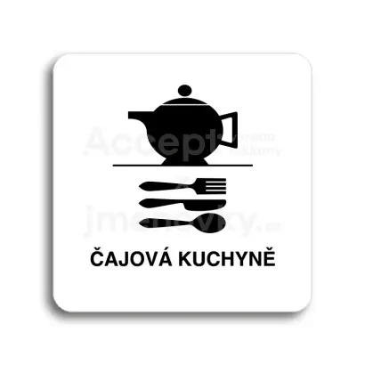 Piktogram "čajová kuchyně" - bílá tabulka - černý tisk bez rámečku