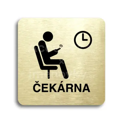 Piktogram "čekárna IV" - zlatá tabulka - černý tisk bez rámečku
