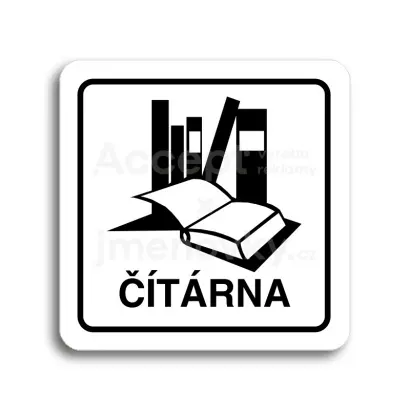 Piktogram "čítárna" - bílá tabulka - černý tisk